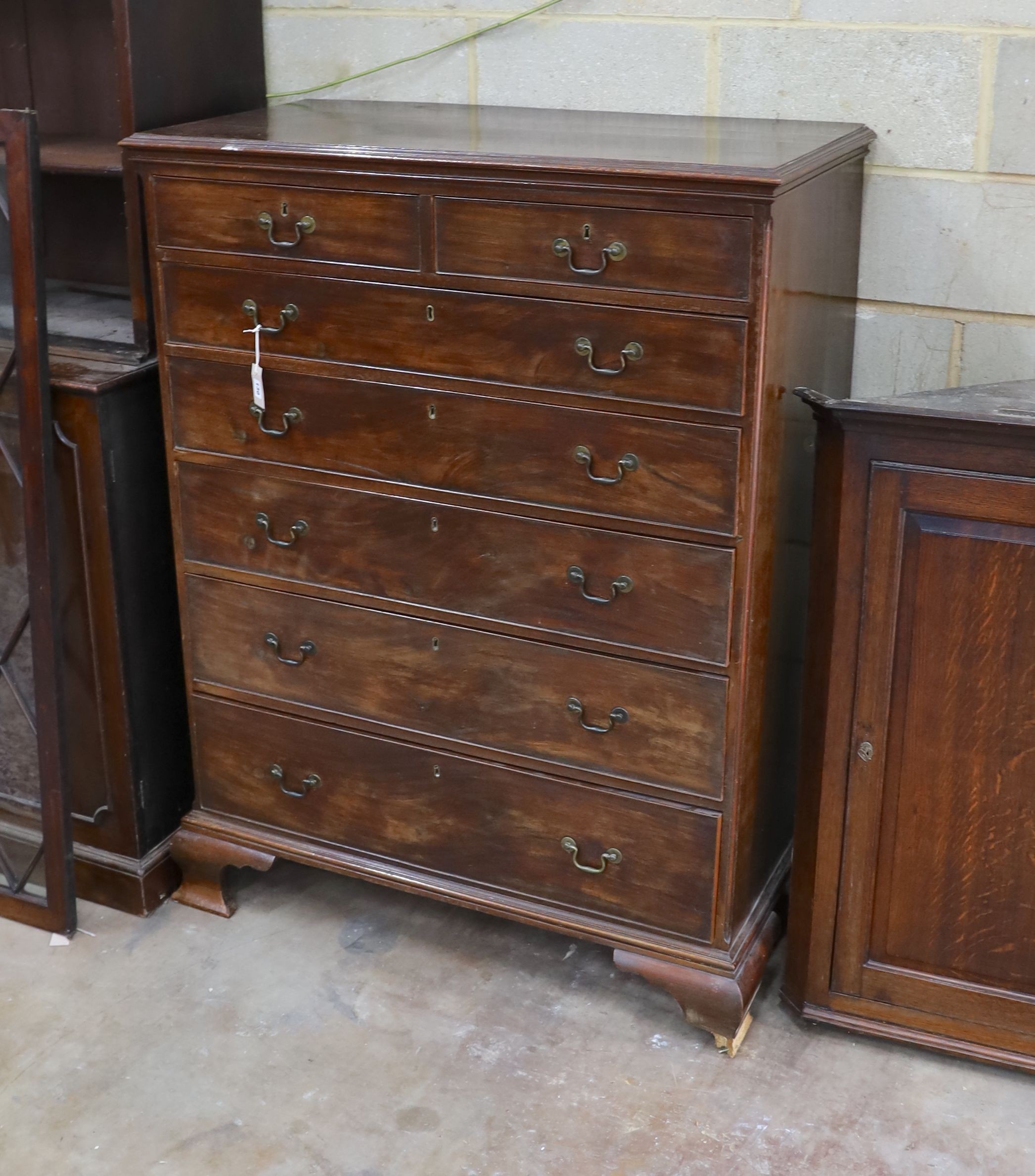 A George III tall mahogany chest, width 110cm, depth 54cm, height 146cm